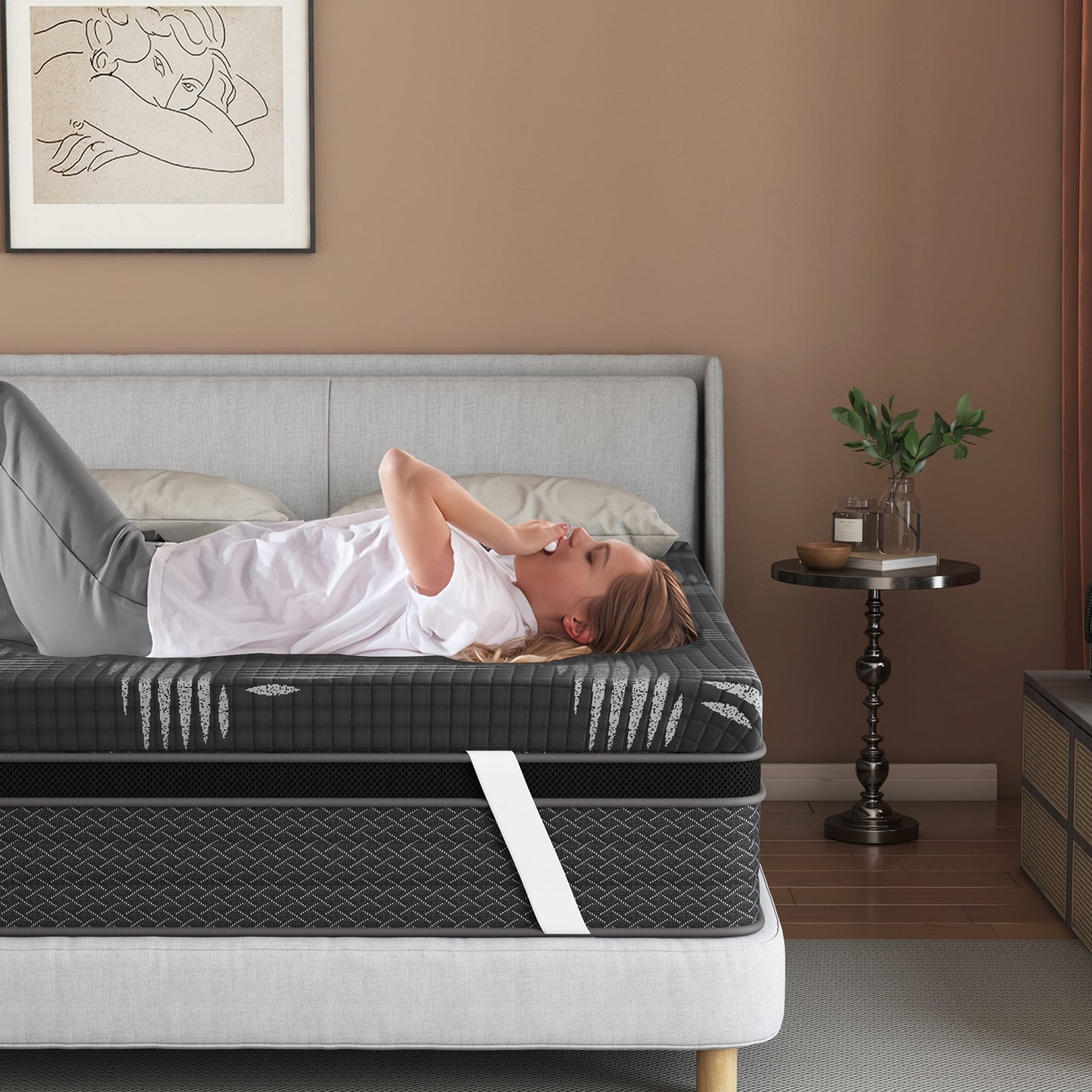 Memory Foam Mattress Topper Queen Size, 3 Inch Gel Infused Cooling Mattress Pad with Breathable Bamboo Cover, Pressure Relief & Machine Washable Bed Topper