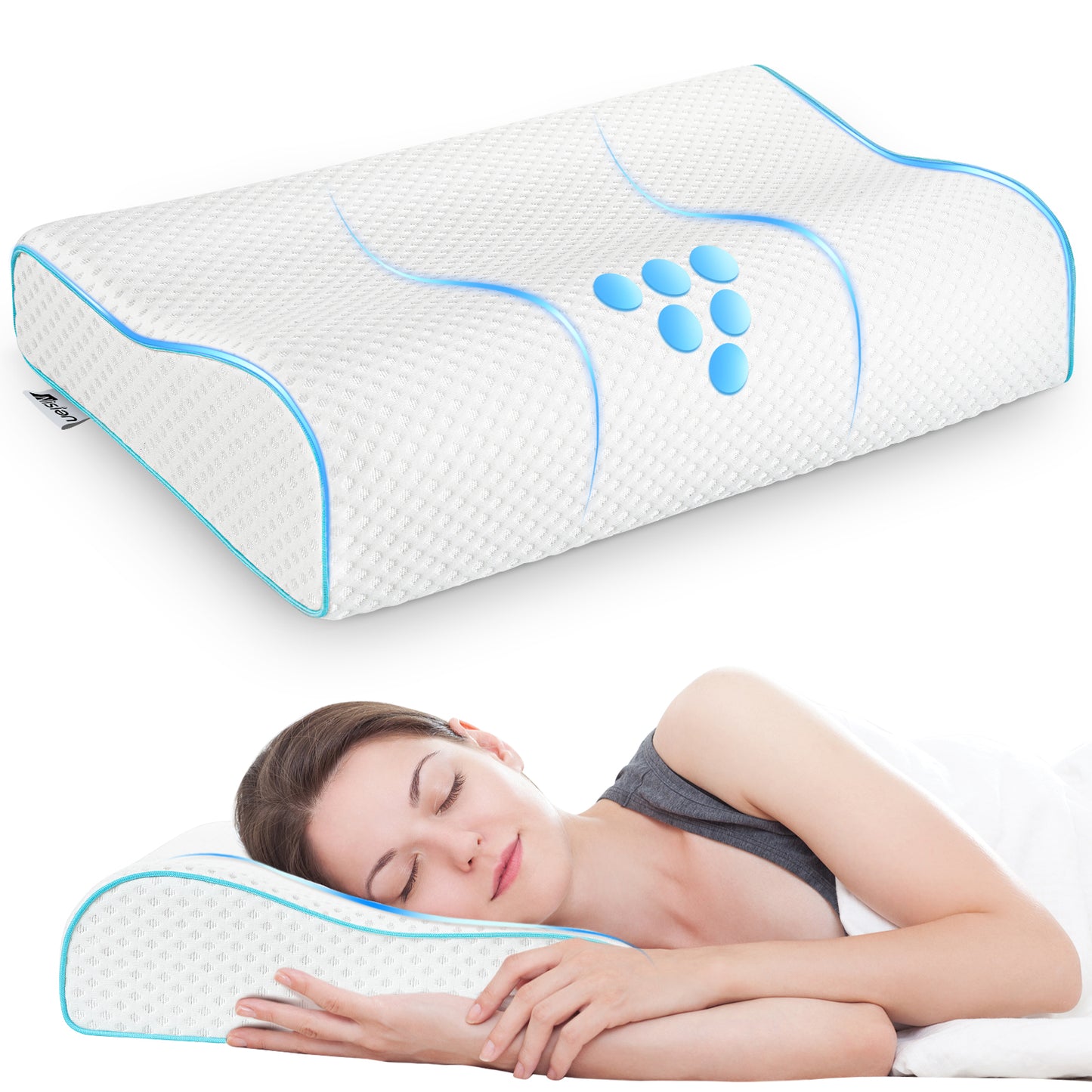 Memory Foam Pillows, Bed Pillow for Sleeping, Ergonomic Cervical Pillow Neck Support Pillow for Side Back Stomach Sleeper, Orthopedic Contour Pillow for Neck and Shoulder Pain