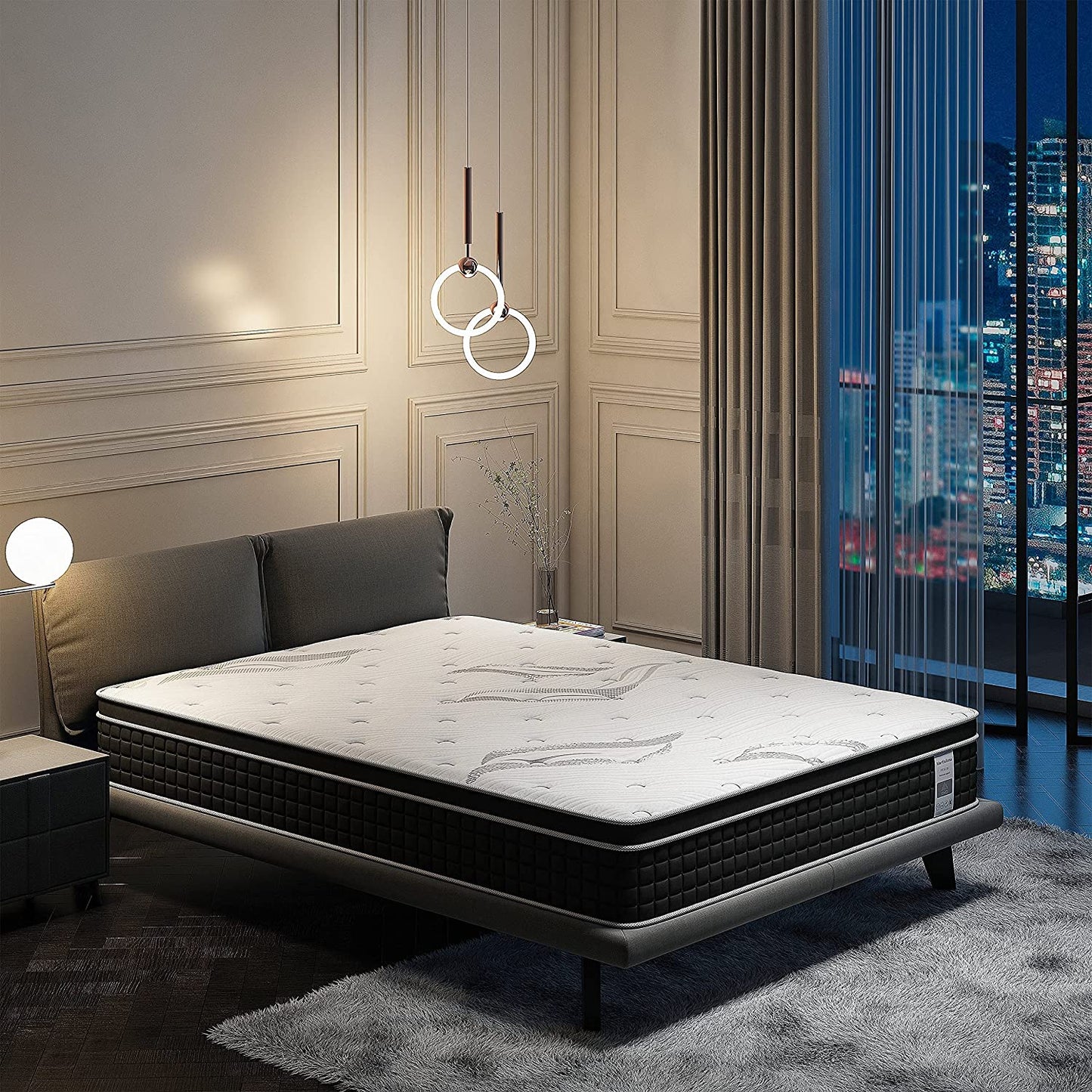 Mattress Bed in A Box, 10 Inch Hybrid Mattress with Memory Foam, Innerspring Mattress with Individually Wrapped Coils, CertiPUR-US Certified, Pressure Relieving