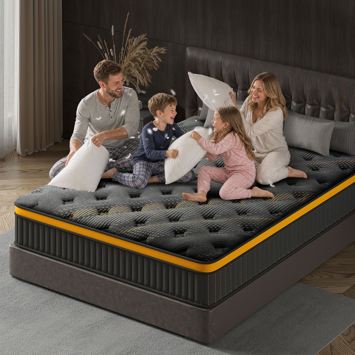 Queen Mattress, 12 Inch Hybrid Mattress in a Box, Memory Foam and Individual Pocket Springs, Fiberglass Free, Soft and Breathable, Medium Firm Feel