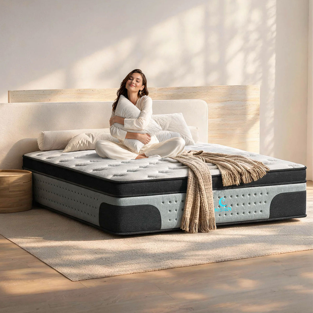 12" Twin Hybrid Mattress,6-Zone Individua Pocket Springs with Motion Isolation,Medium Firm,Fiberglass-Free,Grey