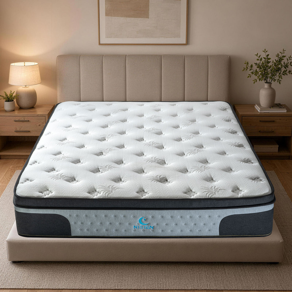 12" Twin Hybrid Mattress,6-Zone Individua Pocket Springs with Motion Isolation,Medium Firm,Fiberglass-Free,Grey