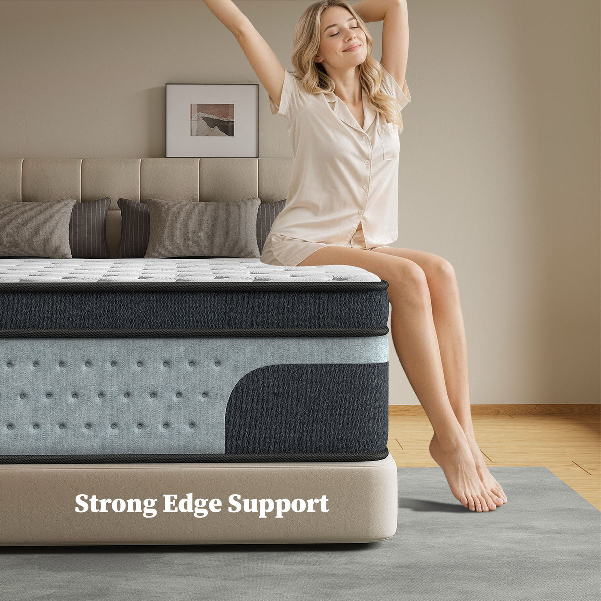 12" Twin Hybrid Mattress,6-Zone Individua Pocket Springs with Motion Isolation,Medium Firm,Fiberglass-Free,Grey