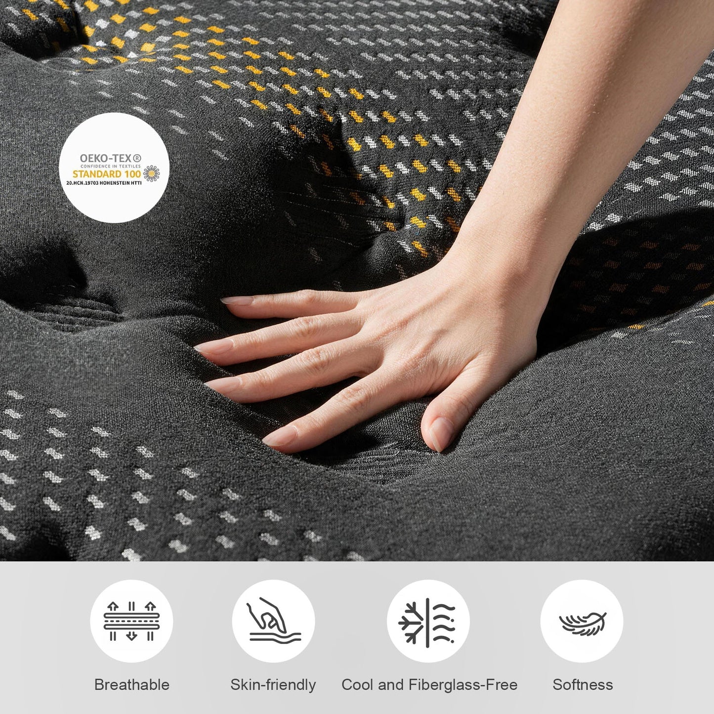 Queen Mattress, 12 Inch Hybrid Mattress in a Box, Memory Foam and Individual Pocket Springs, Fiberglass Free, Soft and Breathable, Medium Firm Feel