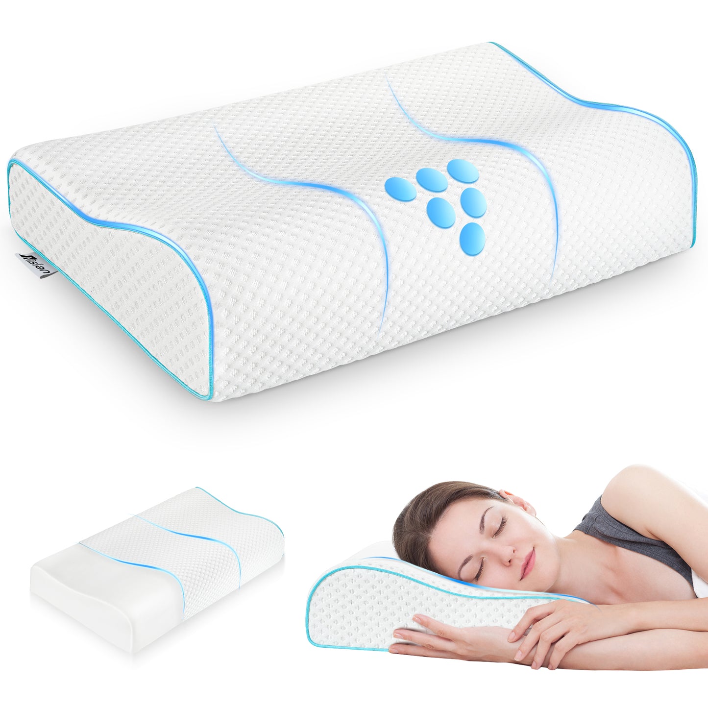 Memory Foam Pillows, Bed Pillow for Sleeping, Ergonomic Cervical Pillow Neck Support Pillow for Side Back Stomach Sleeper, Orthopedic Contour Pillow for Neck and Shoulder Pain