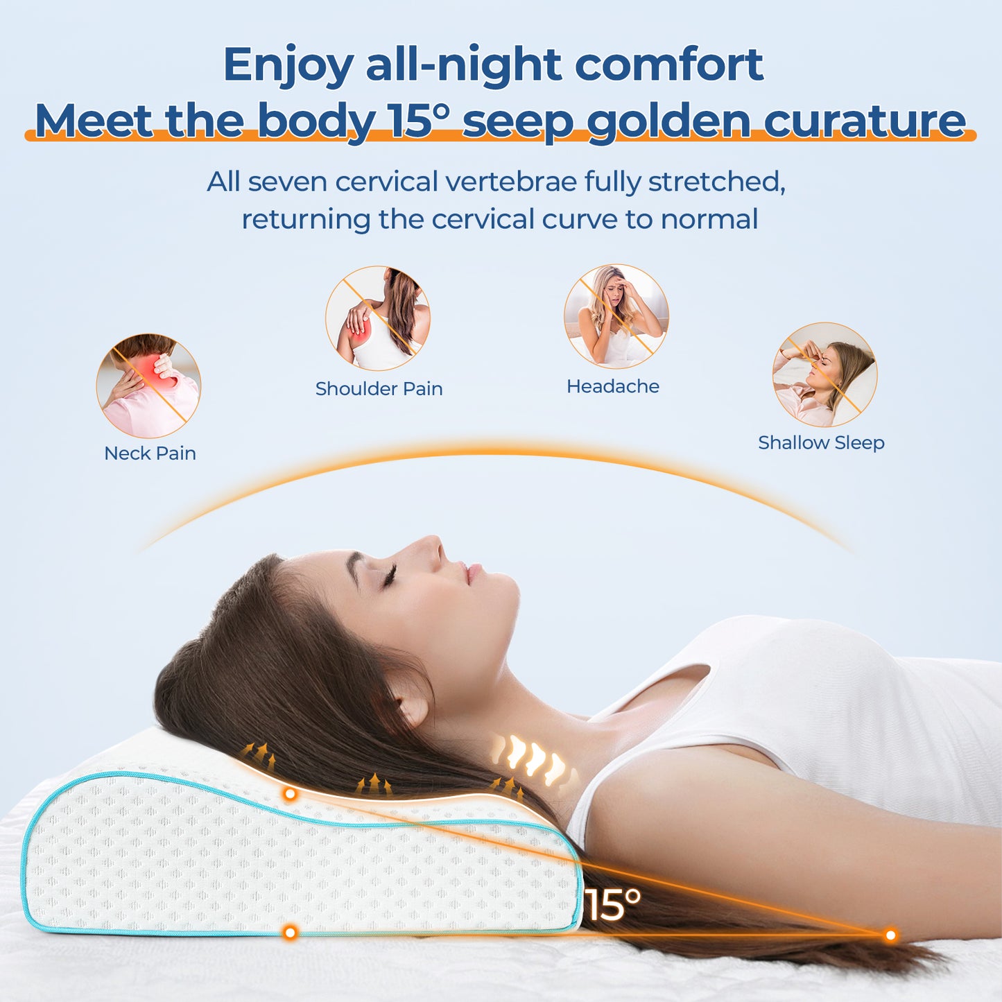 Memory Foam Pillows, Bed Pillow for Sleeping, Ergonomic Cervical Pillow Neck Support Pillow for Side Back Stomach Sleeper, Orthopedic Contour Pillow for Neck and Shoulder Pain