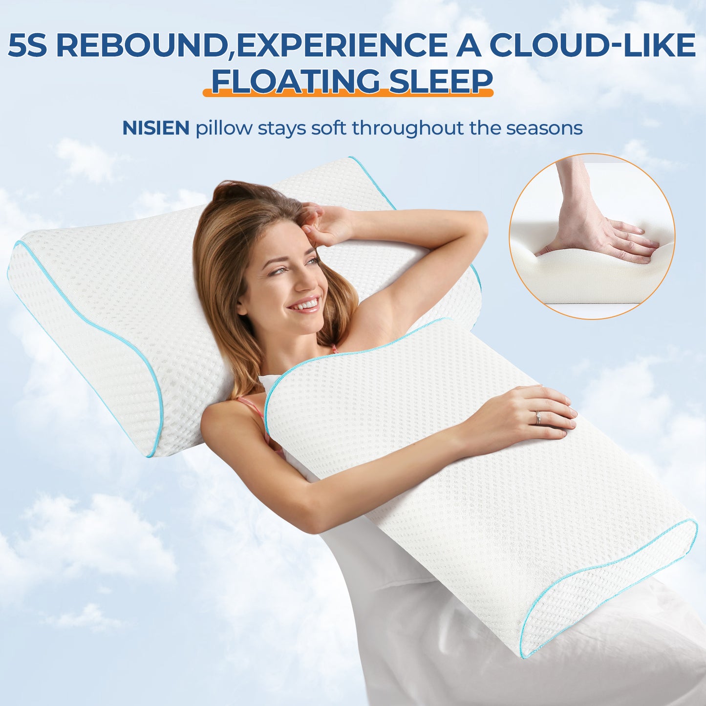 Memory Foam Pillows, Bed Pillow for Sleeping, Ergonomic Cervical Pillow Neck Support Pillow for Side Back Stomach Sleeper, Orthopedic Contour Pillow for Neck and Shoulder Pain