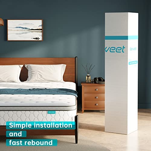 nisien Memory Foam Cooling Hybrid Mattress in a Box, 5-Zone Pocket Innerspring Mattress for Pressure Relief, Medium Firm Feel, No-Risk 100-Night Trial
