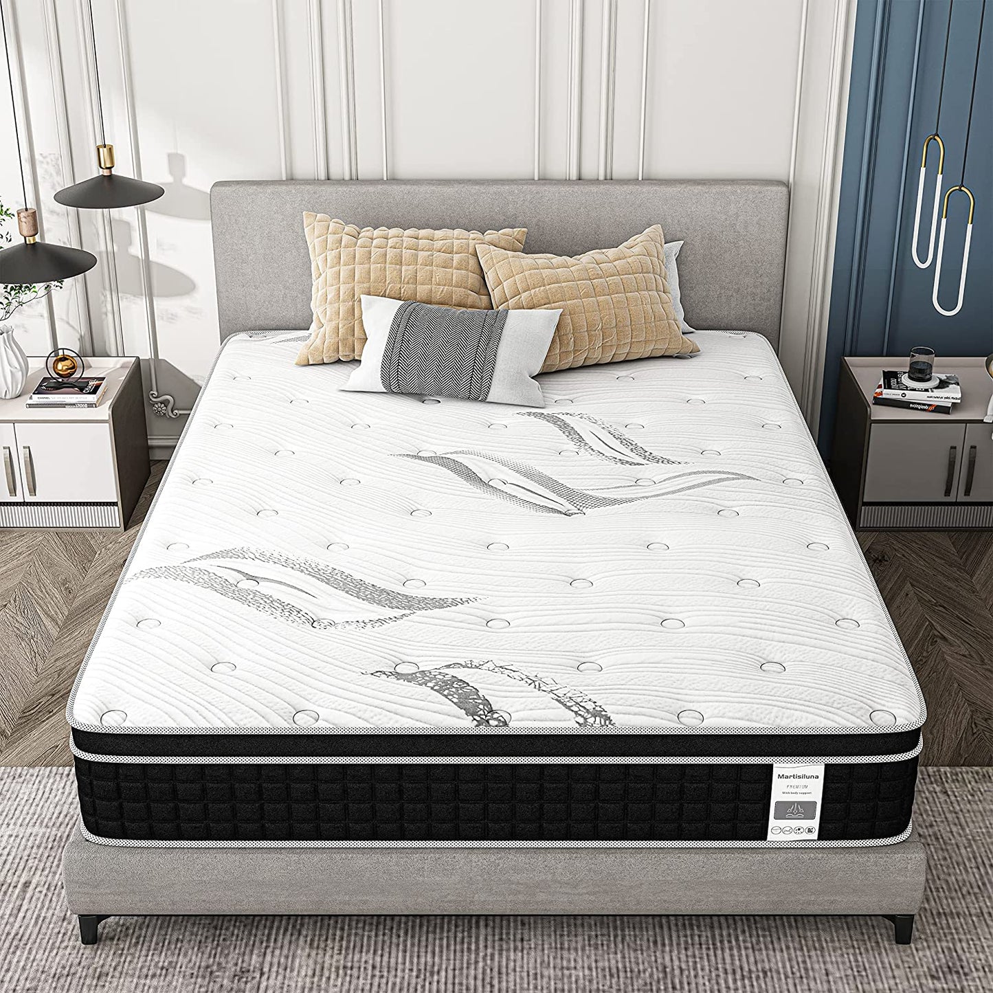 Mattress Bed in A Box, 10 Inch Hybrid Mattress with Memory Foam, Innerspring Mattress with Individually Wrapped Coils, CertiPUR-US Certified, Pressure Relieving