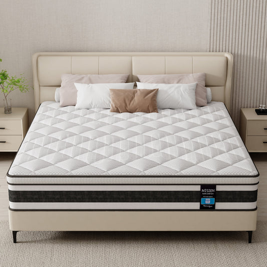 Nisien 10 Inch Gel Memory Foam Hybrid Mattress in a Box,Euro Top Bed Mattress for Cooler Sleep,100-Night Free Trial